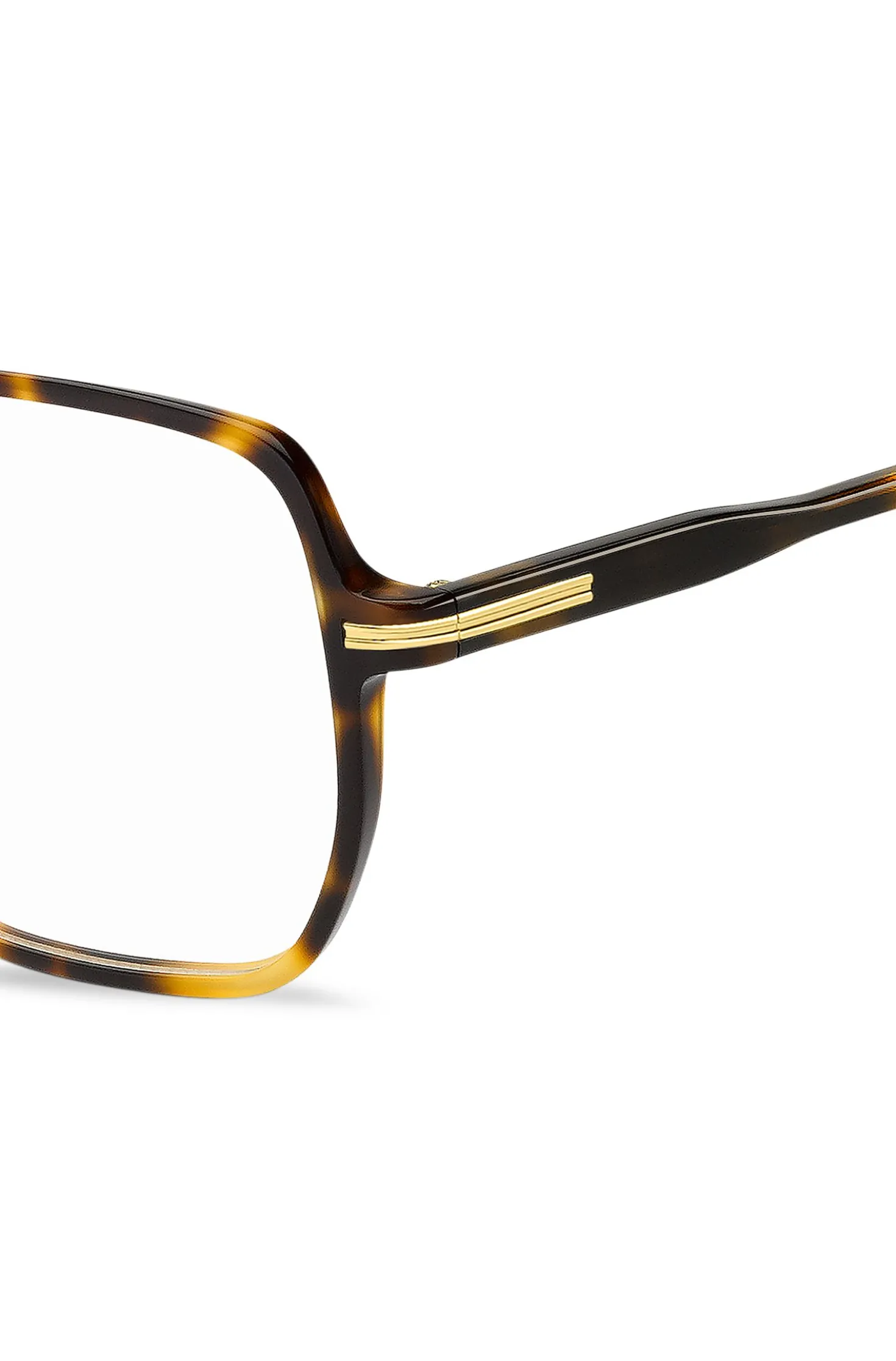 Brillenfassung aus Acetat mit Havanna-Muster und roségoldfarbenem Detail