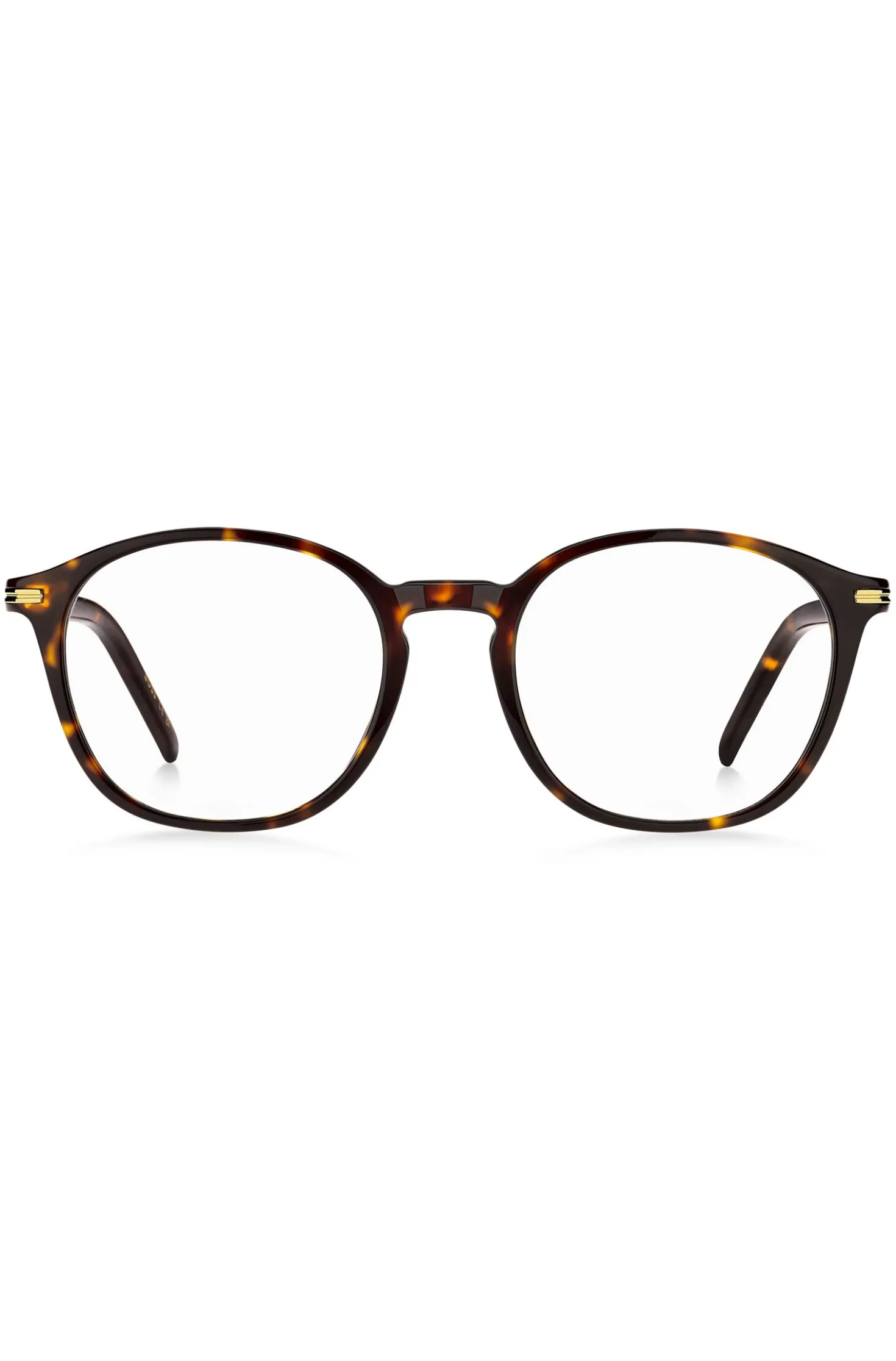 Brillenfassung aus Acetat mit Havanna-Muster und goldfarbenen Metalldetails