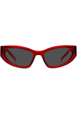 Brillenfassung aus rotem Acetat mit 3D-Monogrammen