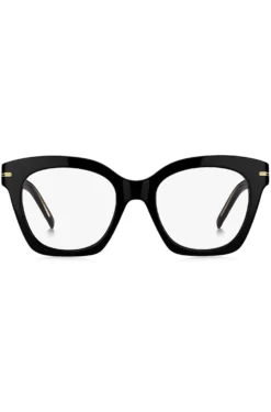 Brillenfassung aus schwarzem Acetat mit goldfarbenen Metalldetails
