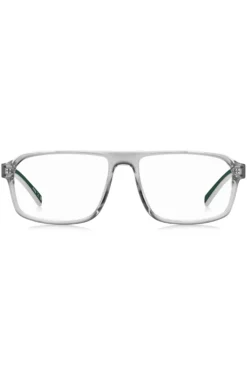 Brillenfassung aus transparentem Acetat mit grünen Details