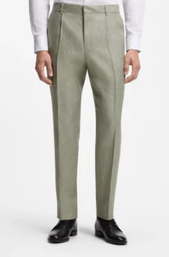 Bundfaltenhose aus Leinen-Mix