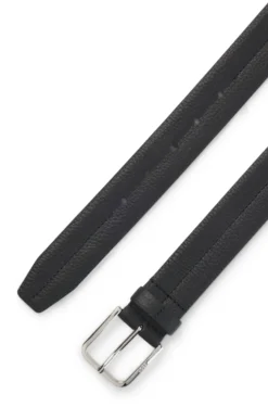 Business-Gürtel aus Leder mit polierter silberner Schließe