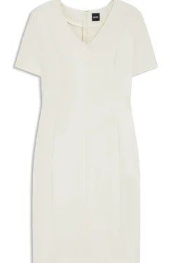 Business-Kleid mit V-Ausschnitt und Nahtdetails