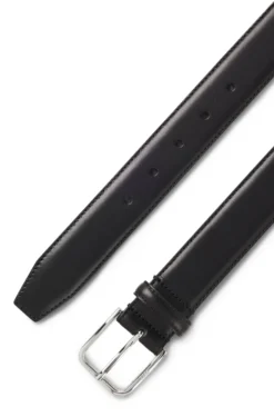 Business-Ledergürtel mit polierter silberner Schließe