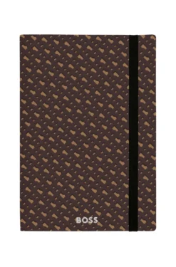 Camelfarbenes DIN-A5-Notizbuch mit Monogramm-Muster
