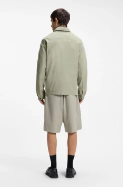 Canvas-Overshirt aus Baumwoll-Mix mit Reißverschluss und Logo-Label