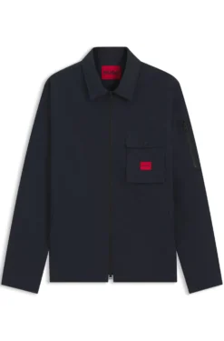 Canvas-Overshirt aus Baumwoll-Mix mit Reißverschluss und Logo-Label
