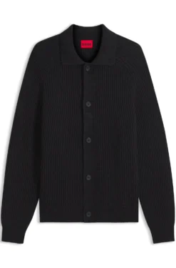 Cardigan aus Schurwoll-Mix mit Hemdkragen