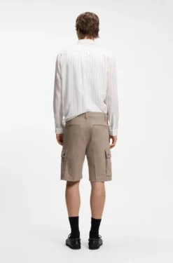 Cargo-Shorts aus Stretch-Baumwolle mit Bundfalten vorn