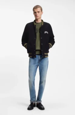 College-Jacke aus Baumwoll-Cord mit Logo-Patch