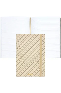 Cremefarbenes DIN-A5-Notizbuch mit Monogramm-Muster