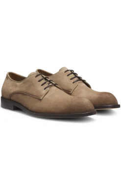 Derbys aus softem Veloursleder