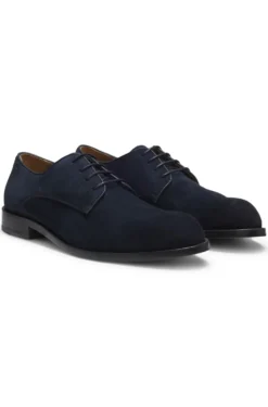 Derbys aus softem Veloursleder