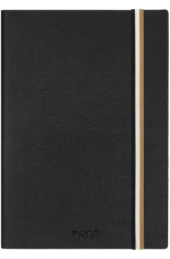 DIN-A5-Notizbuch aus schwarzem Kunstleder mit Signature-Streifen-Band