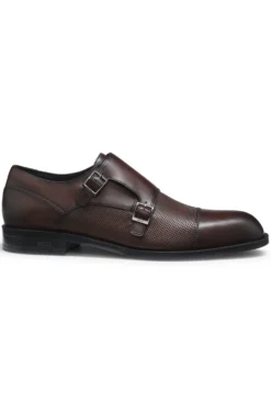 Doppelte Monkstraps aus Leder mit perforiertem Detail