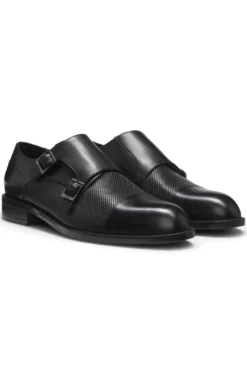 Doppelte Monkstraps aus Leder mit perforiertem Detail