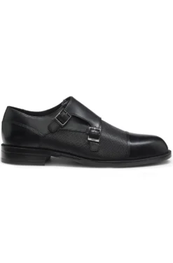 Doppelte Monkstraps aus Leder mit perforiertem Detail