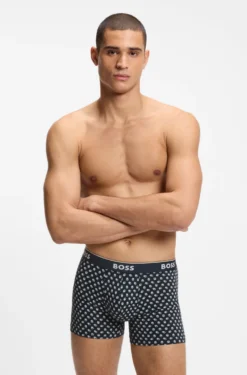 Dreierpack eng anliegende Boxershorts aus Stretch-Baumwolle mit Logos am Bund