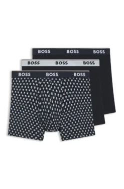 Dreierpack eng anliegende Boxershorts aus Stretch-Baumwolle mit Logos am Bund
