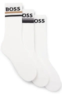 Dreierpack kurze Socken aus Bambus-Mix mit Logos