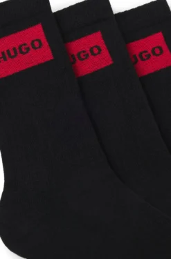 Dreierpack kurze Socken mit rotem Logo-Label