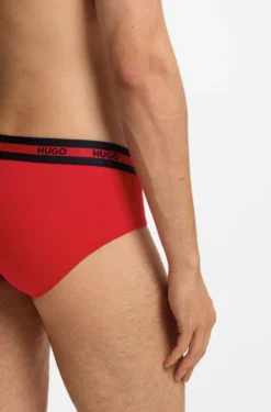 Dreierpack Slips aus Stretch-Baumwolle mit Logos am Bund