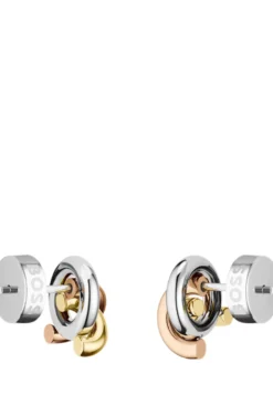 Dreifarbige Ohrringe mit Knoten-Design