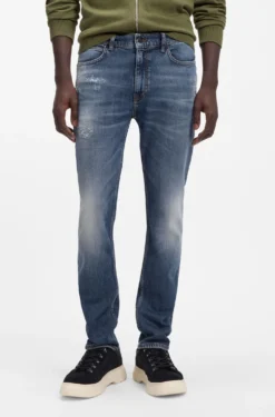 Dunkelblaue Slim-Fit Jeans aus bequemem Stretch-Denim