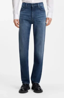 Dunkelblaue Slim-Fit Jeans aus bequemem Stretch-Denim