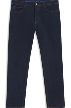 Dunkelblaue Tapered-Fit Jeans aus Stretch-Denim