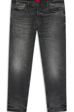Dunkelgraue Tapered-Fit Jeans aus Stretch-Denim