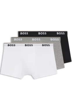 Eng anliegende Boxershorts aus Stretch-Baumwolle mit kurzem Bein und fortlaufenden Logos