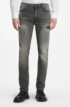 Extra Slim-Fit Jeans aus grauem, verwaschenem Stretch-Denim