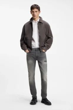 Extra Slim-Fit Jeans aus grauem, verwaschenem Stretch-Denim