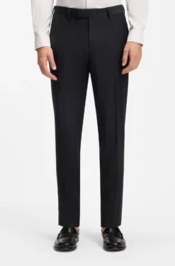 Fein gemusterte Slim-Fit Hose aus Stretch-Wolle