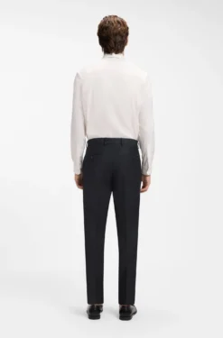 Fein gemusterte Slim-Fit Hose aus Stretch-Wolle