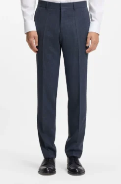 Fein gemusterte Slim-Fit Hose aus Stretch-Wolle