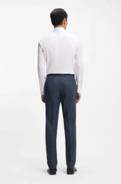 Fein gemusterte Slim-Fit Hose aus Stretch-Wolle