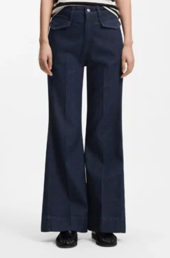 Flare-Fit Jeans aus blauem italienischem Stretch-Denim