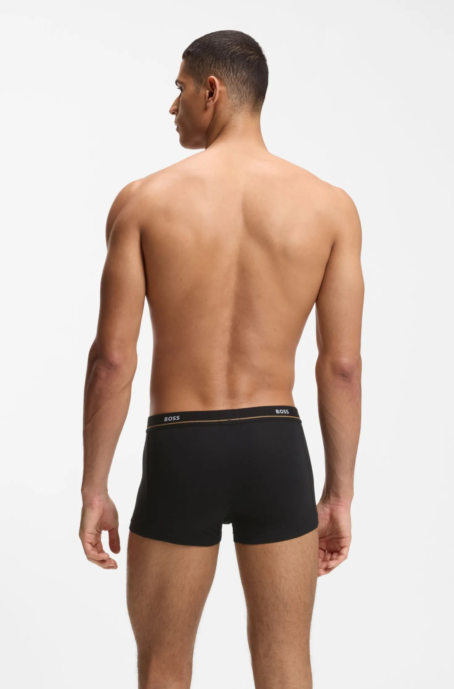 Fünferpack eng anliegende Boxershorts mit kurzem Bein aus Stretch-Baumwolle mit Logos am Bund
