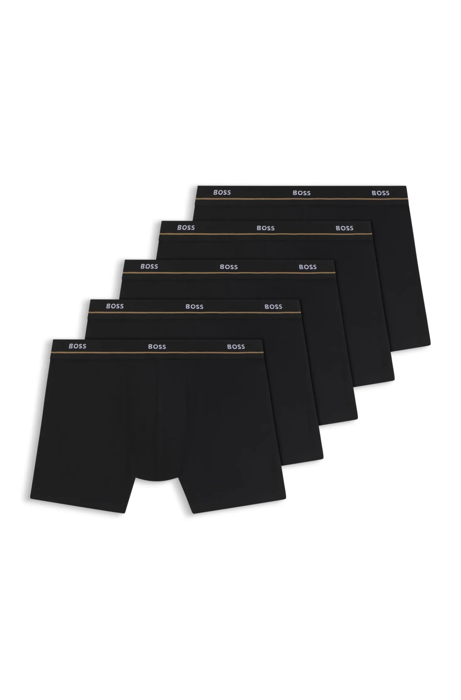 Fünfer-Pack eng anliegende Boxershorts aus Stretch-Baumwolle mit Logo-Bund