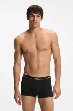 Fünfer-Pack eng anliegende Boxershorts aus Stretch-Baumwolle mit kurzem Bein und Logos am Bund