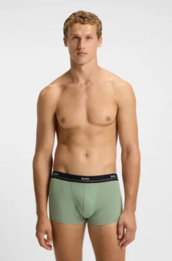 Fünferpack eng anliegende Boxershorts mit kurzem Bein aus Stretch-Baumwolle mit Logos am Bund