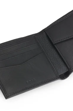 Geldbörse aus genarbtem Leder mit Metall-Logo