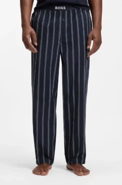 Gemusterte Pyjama-Hose aus Baumwoll-Popeline mit Logo-Bund