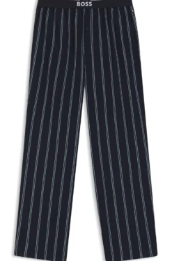 Gemusterte Pyjama-Hose aus Baumwoll-Popeline mit Logo-Bund