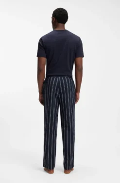 Gemusterte Pyjama-Hose aus Baumwoll-Popeline mit Logo-Bund