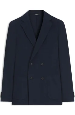 Gemusterter zweireihiger Slim-Fit Blazer aus Baumwolle
