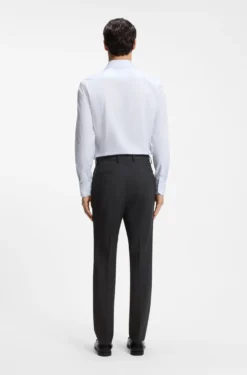 Gemusterte Slim-Fit Hose aus Schurwolle